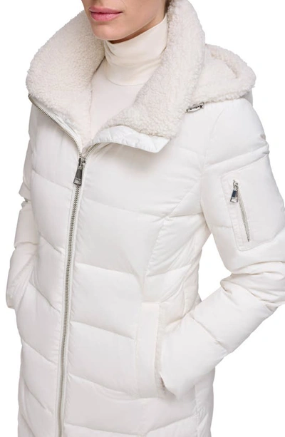 Calvin Klein Women's Hooded Faux Fur Lined Down Jacket In White