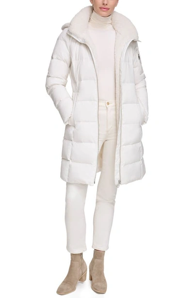 Calvin Klein Women's Hooded Faux Fur Lined Down Jacket In White