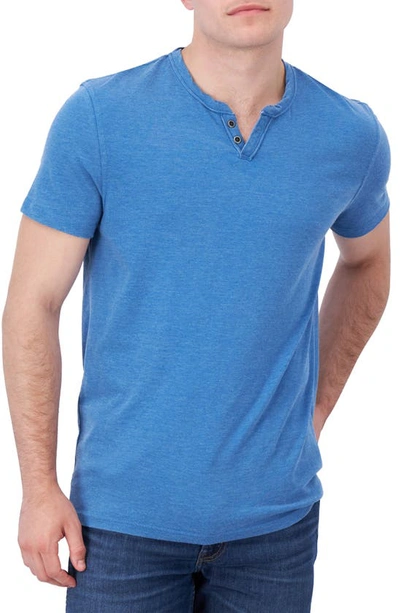 Shop Lucky Brand Button Notch Neck T-shirt In Vallarta Blue
