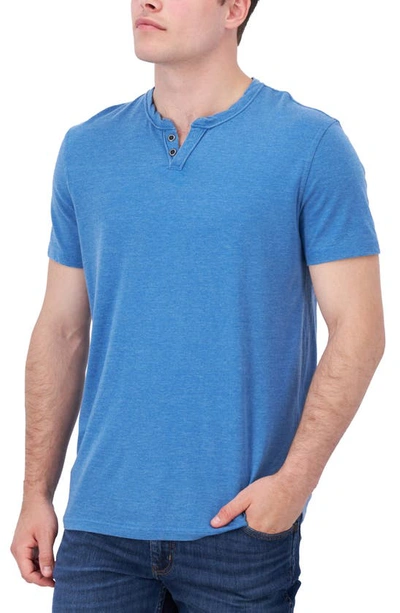 Shop Lucky Brand Button Notch Neck T-shirt In Vallarta Blue