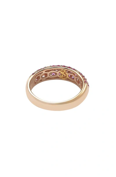 Shop Suzy Levian Goldtone Plate Sterling Silver Pink Sapphire White Sapphire Ring