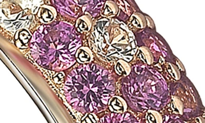Shop Suzy Levian Goldtone Plate Sterling Silver Pink Sapphire White Sapphire Ring
