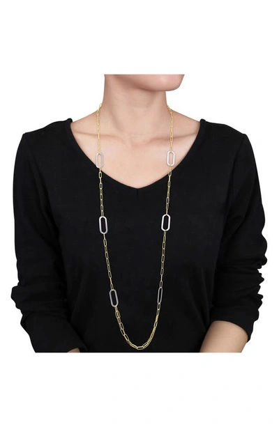 Delmar Two Tone Paperclip Chain Necklace In Gold