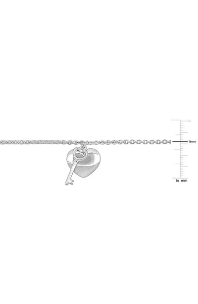 Delmar Heart & Key Charm Bracelet In Silver