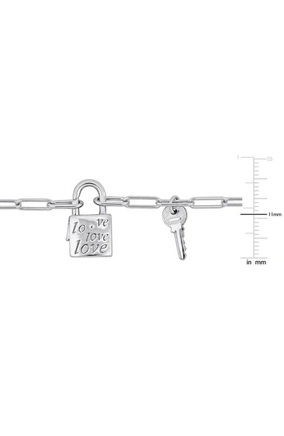 Delmar Lock & Key Paperclip Link Necklace In Silver