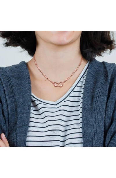 Delmar Open Heart Paperclip Link Necklace In Rose