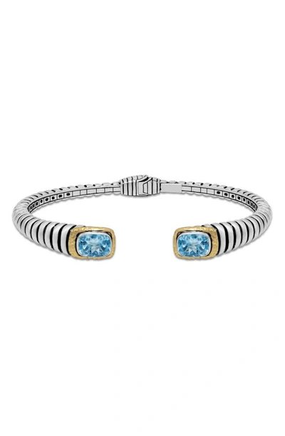 Shop Samuel B. Sterling Silver & 18k Gold Blue Topaz Hinged Bangle Bracelet