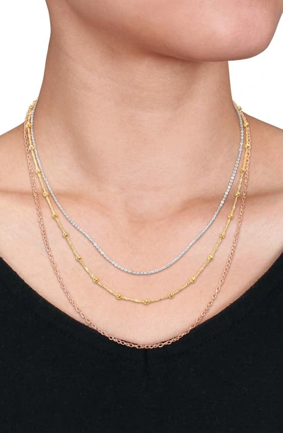 Delmar Three-tone Layered Chain Necklace In Multi-color