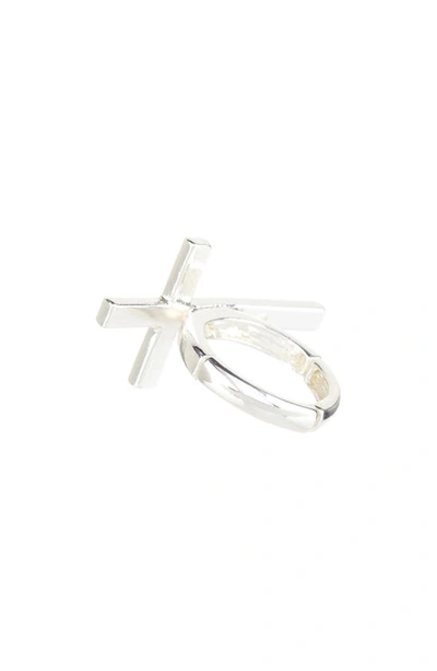 Shop Olivia Welles Horizontal Cross Ring In Silver