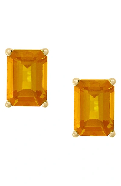 Shop Effy 14k Yellow Gold Citrine Stud Earrings In Orange