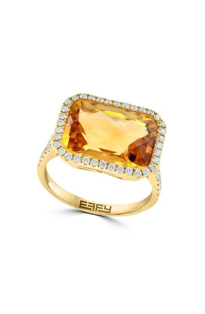 Shop Effy 14k Yellow Gold Citrine & Diamond Ring In Orange