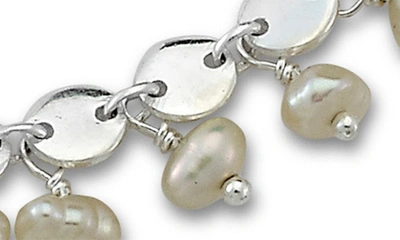 Samuel B. Sterling Silver Imitation Pearl Charm Bracelet In White