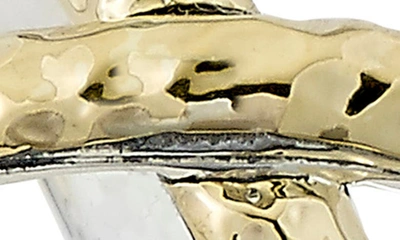 Samuel B. Hammered 18k Gold Sterling Silver X Ring In Silver And Gold