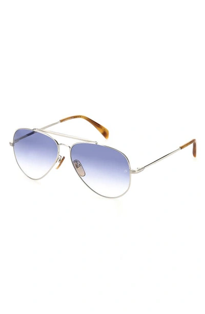 Shop David Beckham Eyewear 62mm Aviator Sunglasses In Palladium/ Blue Shaded
