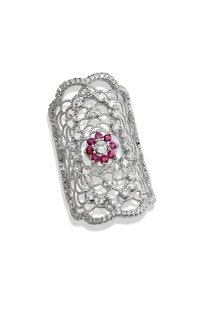 Shop Savvy Cie Jewels Sterling Silver Cubic Zirconia Floral Filigree Ring In White