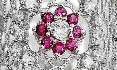 Savvy Cie Jewels Sterling Silver Cubic Zirconia Floral Filigree Ring In White