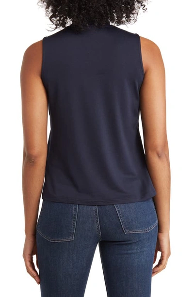By Design Mock-neck Sleeveless Blouse In Navy