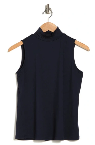 By Design Mock-neck Sleeveless Blouse In Navy