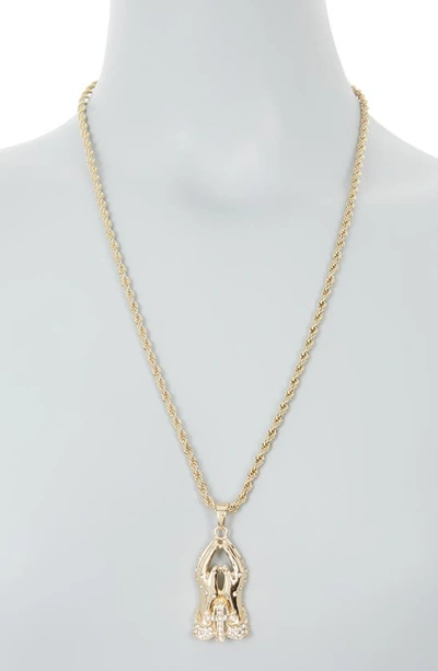 Shop Ed Jacobs Nyc Prayer Hands Pendant Necklace In Gold