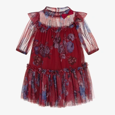 Shop Angel's Face Girls Red Floral Tulle Dress