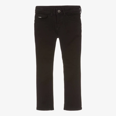 Shop Emporio Armani Boys Black Slim Cotton Jeans