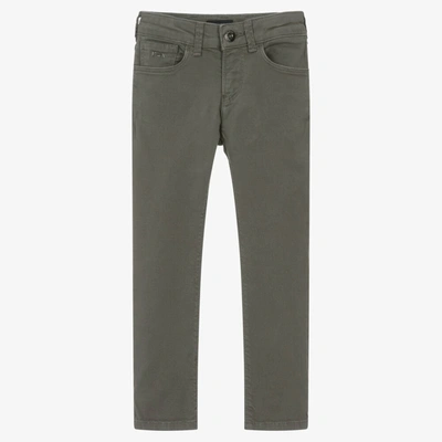 Shop Emporio Armani Boys Grey Slim Cotton Jeans