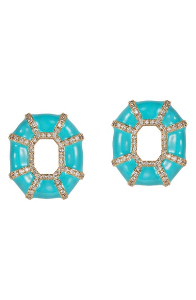 Shop Nevernot Grab 'n' Go Diamond Enamel Drop Earrings In Blue