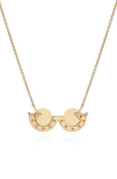 Shop Nevernot Travel Sunglasses Pendant Necklace In Gold 1