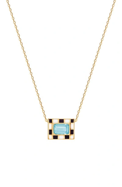 Shop Nevernot Mini Chess Pendant Necklace In Blue/gold