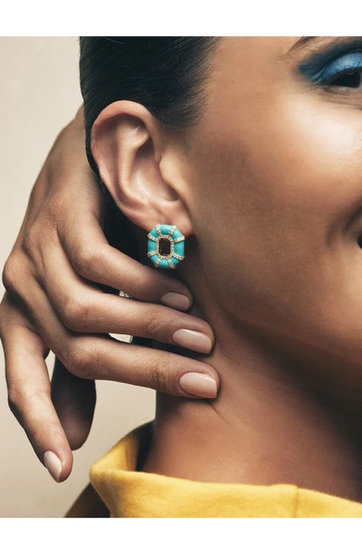 Nevernot Embellished Geometric Earrings In Blue