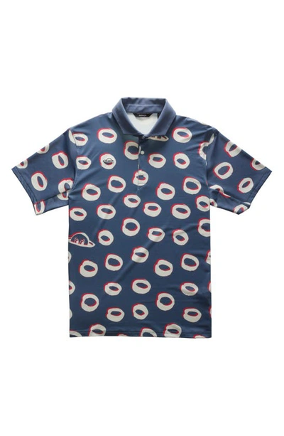 Shop Radmor Abstract Print Polo In Tru Blue