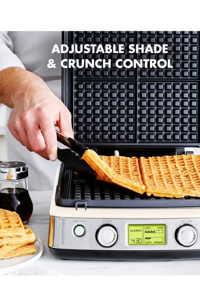 Shop Greenpan Elite Ceramic Nonstick 4-square Waffle Maker In Cloud Cream