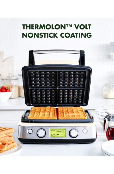 Greenpan Elite Ceramic Nonstick 4-square Waffle Maker In Cloud Cream