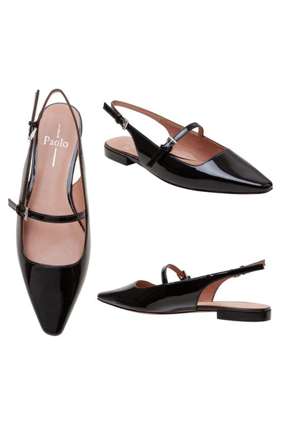 Linea Paolo Celeste Slingback Pointed Toe Flat In Black