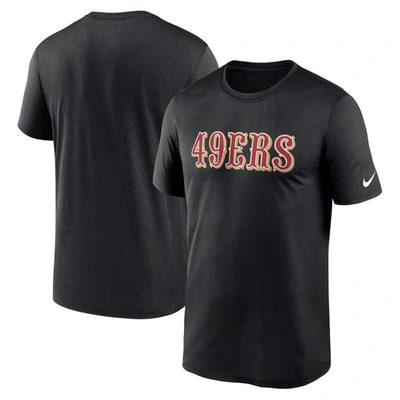 Shop Nike Black San Francisco 49ers Legend Wordmark Performance T-shirt