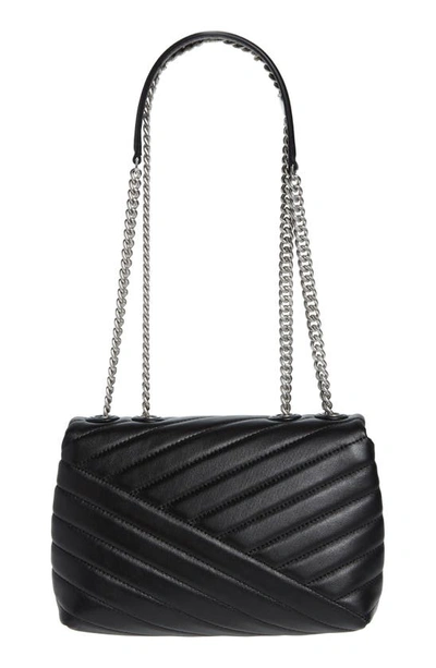 Shop Tory Burch Small Kira Chevron Leather Convertible Shoulder Bag In Black/ Rolled Nickel