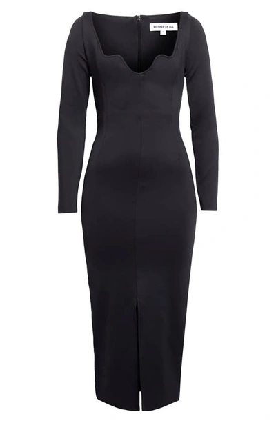 Shop Mother Of All Avery Wave Long Sleeve Silk Dress In Black