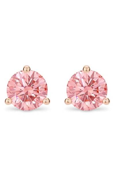 Shop Lightbox 2-carat Lab Grown Diamond Solitaire Stud Earrings In Pink/ 14k Rose Gold