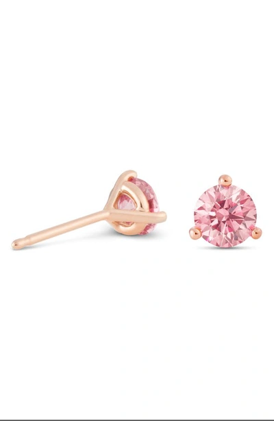 Shop Lightbox 1-carat Round Lab Grown Diamond Stud Earrings In Pink/ 14k Rose Gold