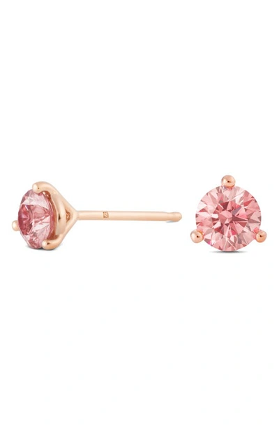 Shop Lightbox 1-carat Round Lab Grown Diamond Stud Earrings In Pink/ 14k Rose Gold