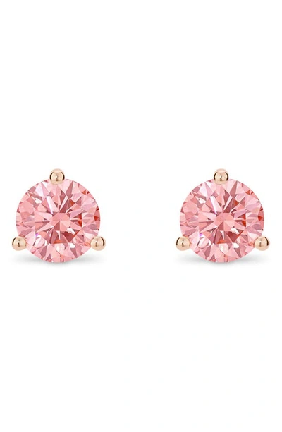 Shop Lightbox 1.5-carat Round Lab Grown Diamond Stud Earrings In Pink/ 14k Rose Gold