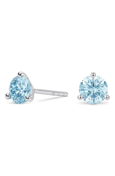 Shop Lightbox 1.5-carat Round Lab Grown Diamond Stud Earrings In Blue/ 14k White Gold