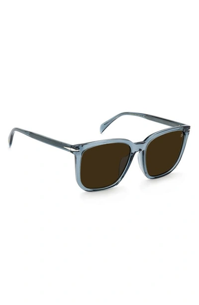 Shop David Beckham Eyewear David Beckham 57mm Square Sunglasses In Blue/ Brown