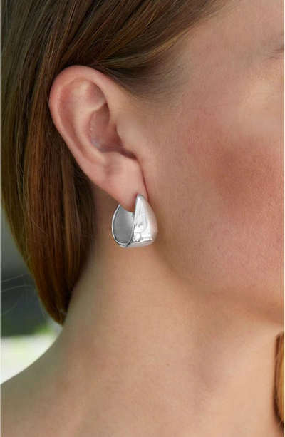 Savvy Cie Jewels Sterling Silver Bold Huggie Hoop Earrings In White