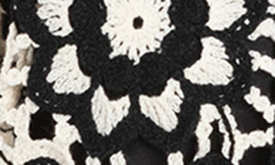 Shop Saachi Floral Crocheted Bolero Cardigan In Black