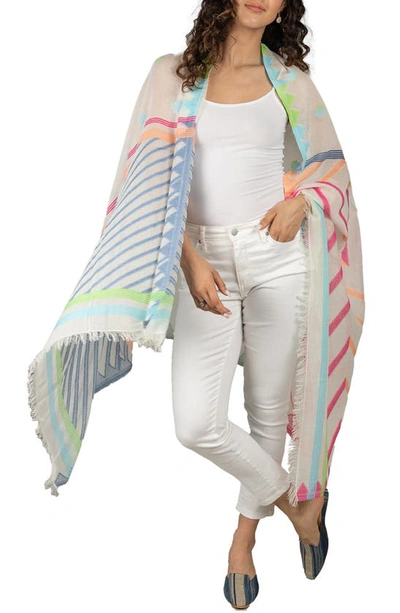 Shop Saachi Colorful Spring Scarf In Ivory