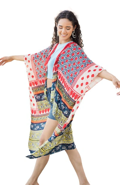 Shop Saachi Mixed Print Ruana In Red