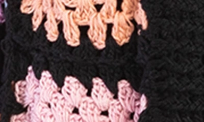 Shop Saachi Pastel Crochet Square Cardigan In Black