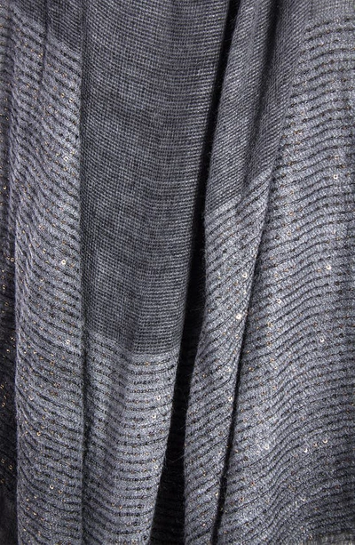 Saachi Raven Sequin Embellished Wrap Scarf In Gray