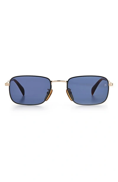 Shop David Beckham Eyewear 53mm Rectangular Sunglasses In Black Gold/ Blue
